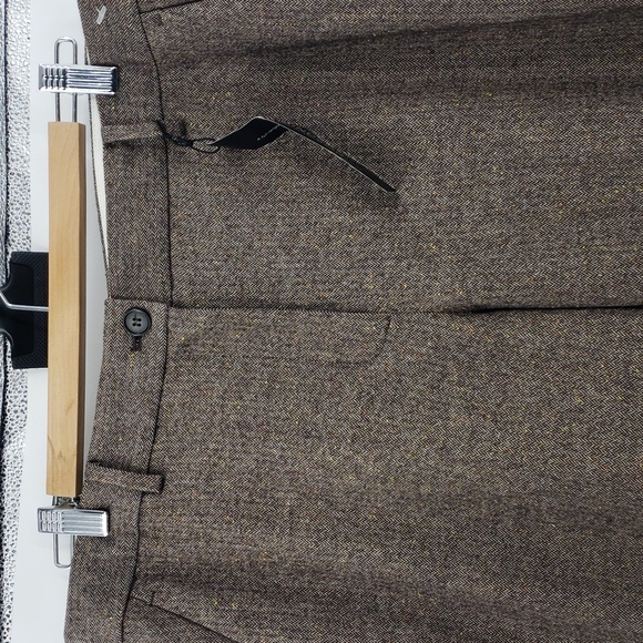 Talbots petites LUXE DONEGAL WINDSOR PANTS size 16P in mill brown/ivory multi - Picture 6 of 16